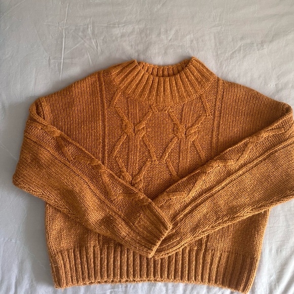 Brown cropped knit sweater - Picture 1 of 3